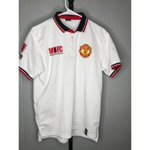 Manchester United Polo Shirt Mens MD white Collared Red Devils Graphic Soccer
